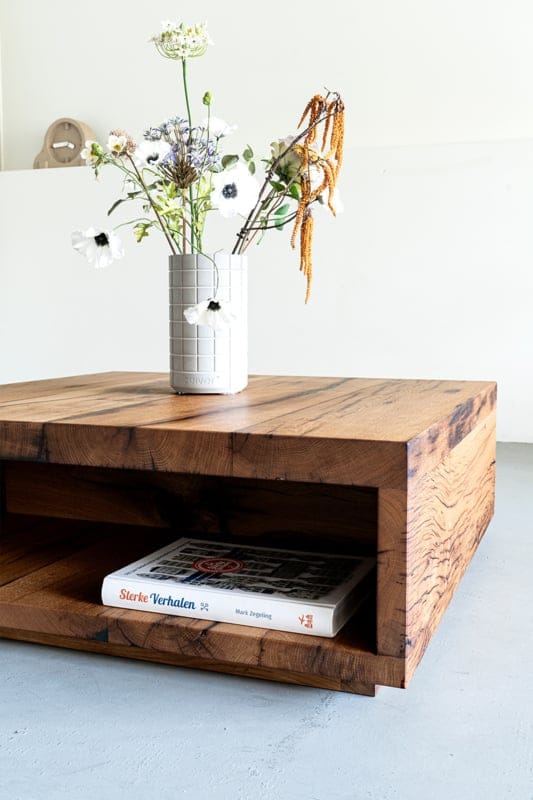 Salontafel Lounge Open op maat van oud eikenhout