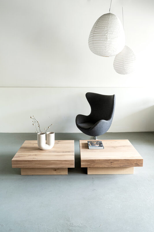 houten salontafel lounge vierkant massief eiken
