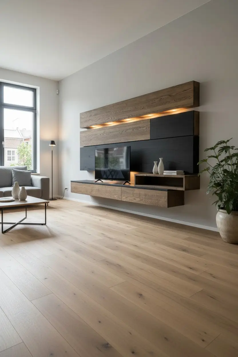 Tv-meubel Wall op maat van massief eikenhout
